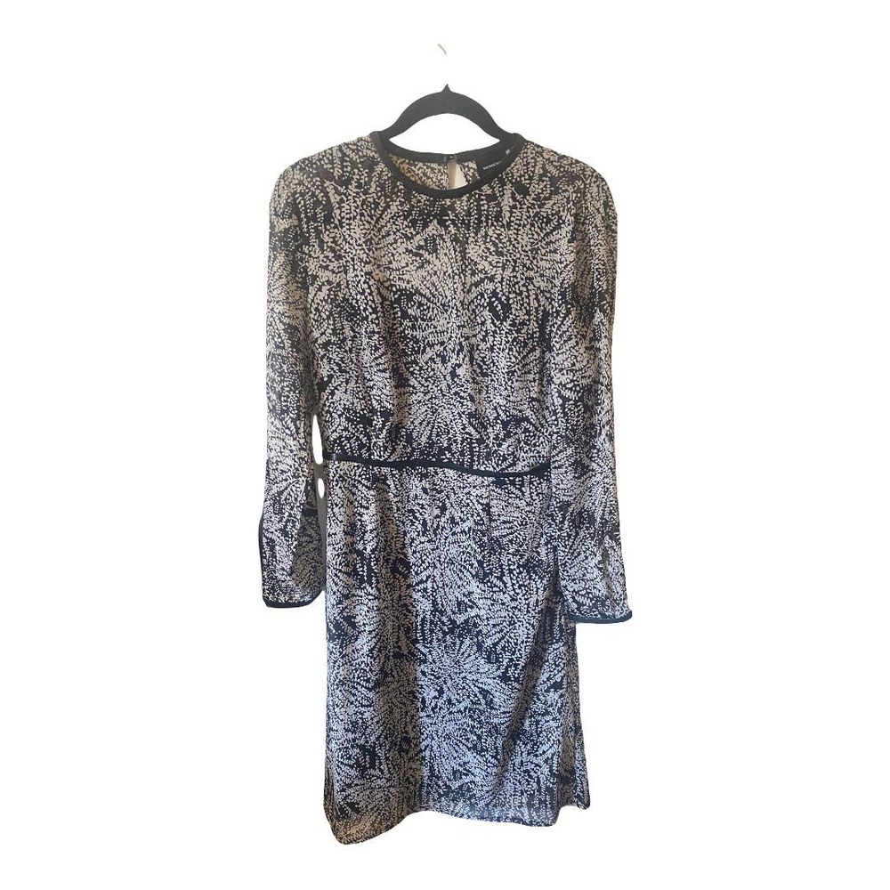 Who What Wear Crew Neck Patterned Midi Dress Lined Black White Size Medium